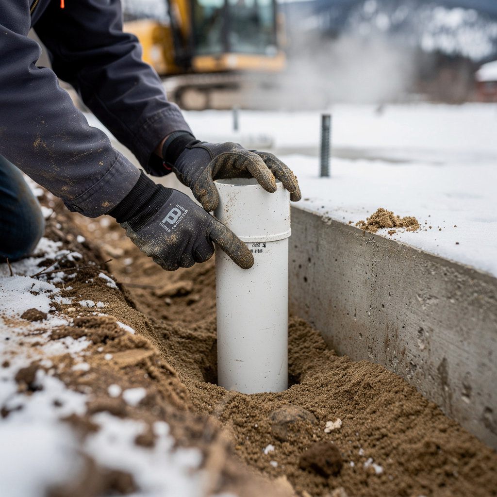 Harber Construction team performing sewer line replacement and excavation services in Pinedale, WY